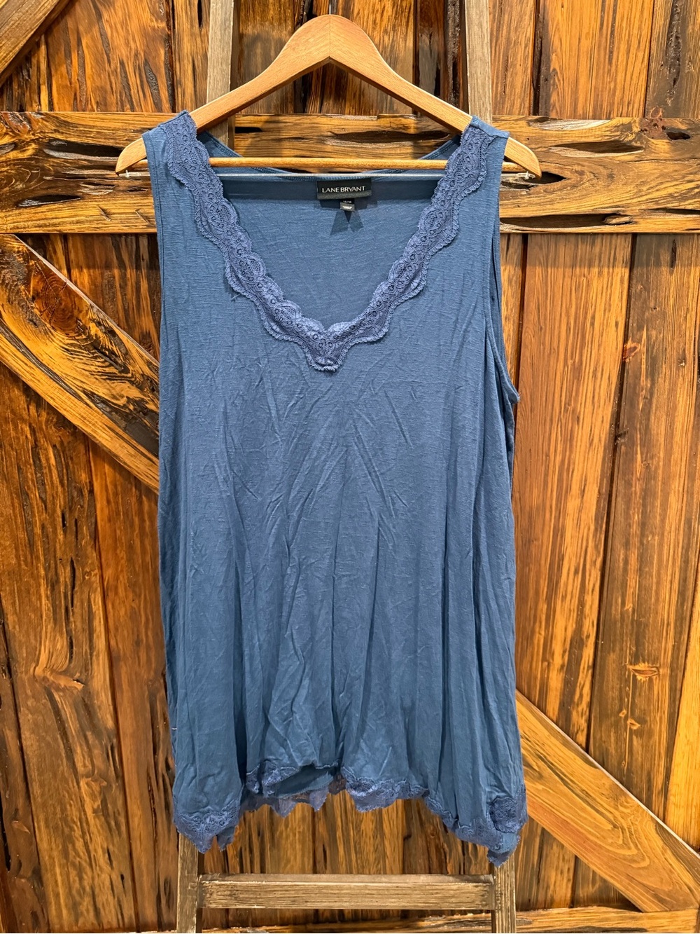 Lane Bryant Lace-Trim Deep Blue Tank